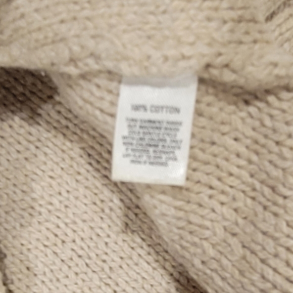 Heavy beige cotton button cardigan sweater - Picture 3 of 8